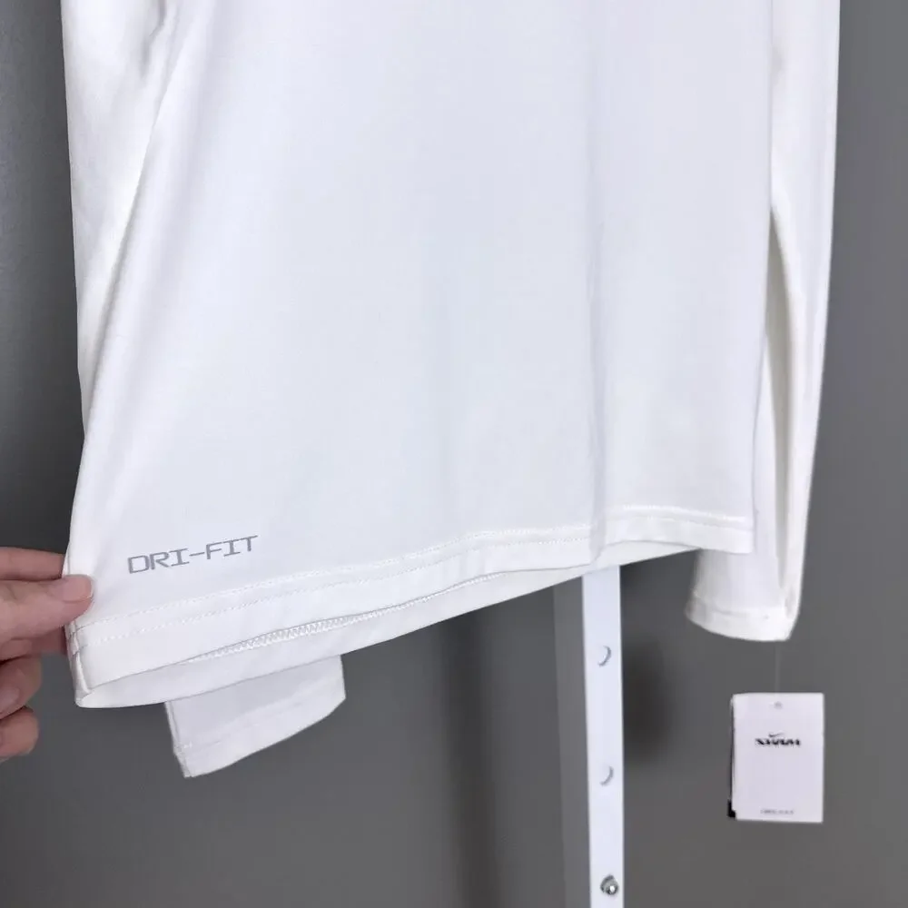 Nike Girls Medium M Long Sleeve Hydroguard Rash Guard Swim Shirt White NESS8784